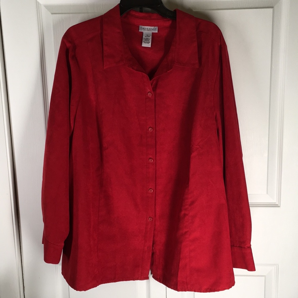 Suede Like Fabric Blouse 2X